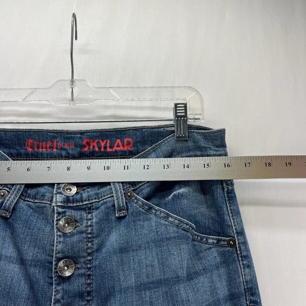 Cruel Denim Skylar Wide Leg Jeans Womens 31 High Rise Distressed Button Fly Blue - Picture 8 of 11